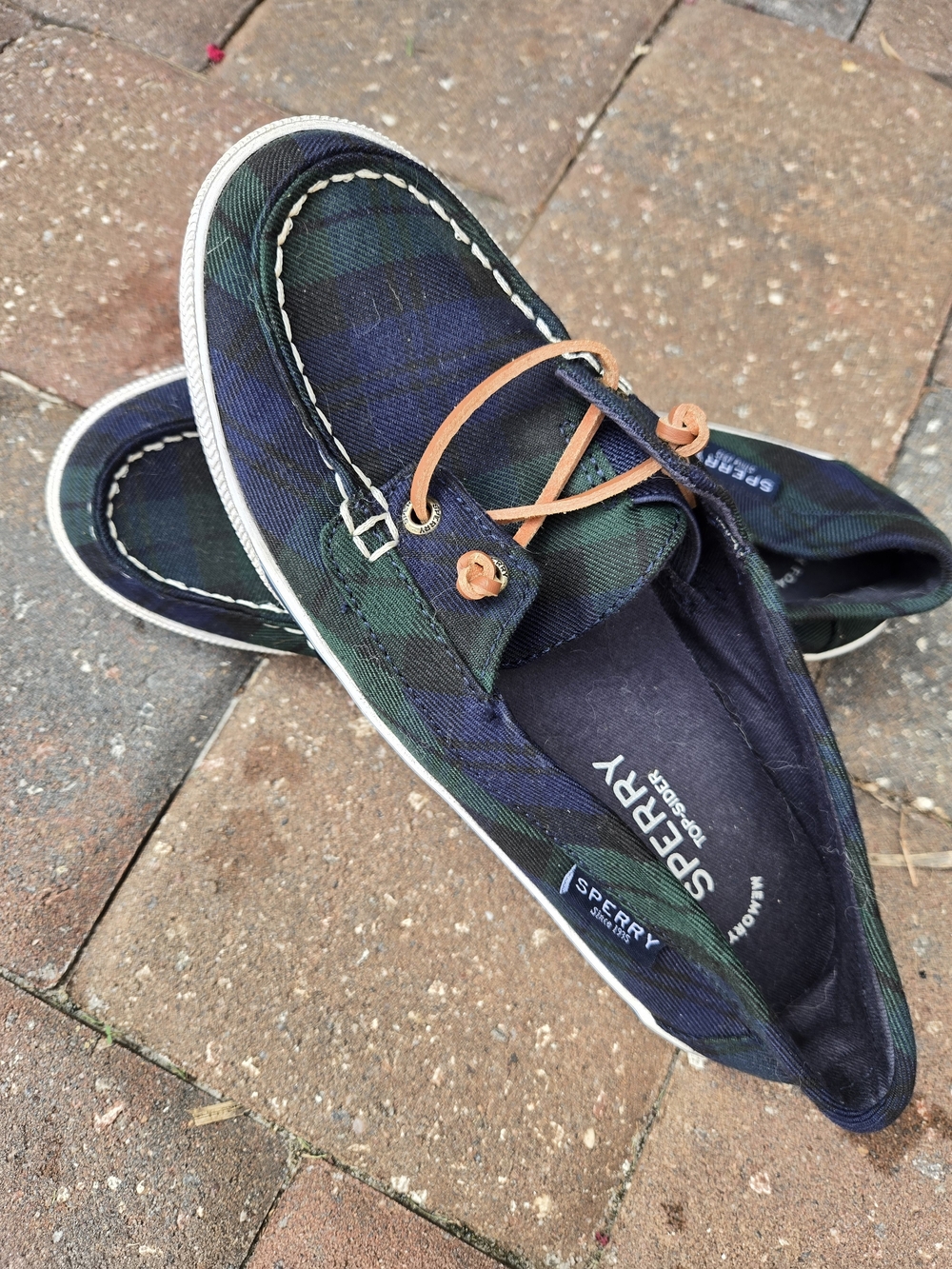 Sperry Plaid Boat Shoes with Tan Laces